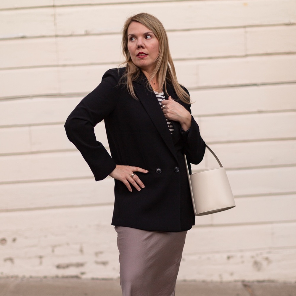 Zara oversized black double breasted blazer M